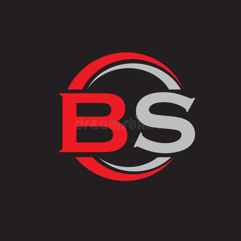 BS logo vectoriel moderne cercle initial avec couleur rouge et cendres illustration libre de droits