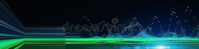 Bstract background graph wireframe from circles and blurred lines on black. Technology concept virtual data analytical. Big stock illustration