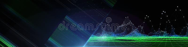 Bstract background graph wireframe from circles and blurred lines on dark. Big Data. Technology concept virtual data analytical stock photo