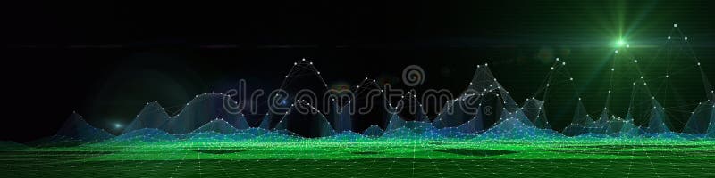 Bstract background graph wireframe from circles and blurred lines with light. Technology concept virtual data analytical. Big stock illustration