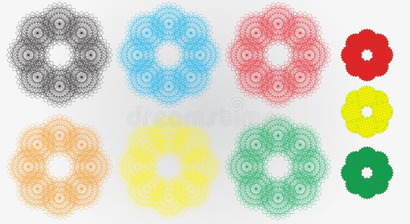 6 big geometrical with 6 color, 3 fill color. Bulat illustrations