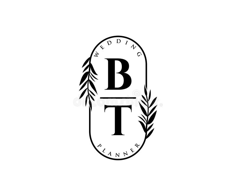 BT Initials Letter Wedding Monogram Logos Collection, Hand Drawn Modern ...