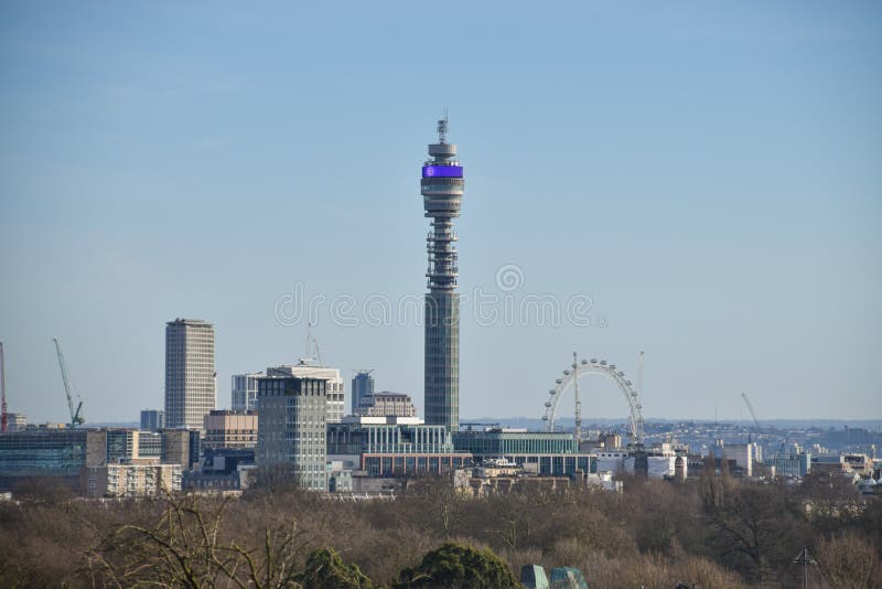 BT Tower panoramic view, London, UK
