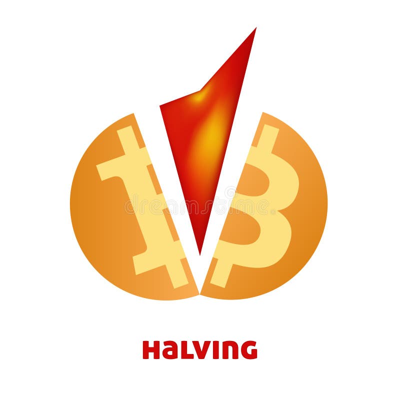 BTC Halving. Bitcoin protocol cuts block reward in half. Vector vector illustration
