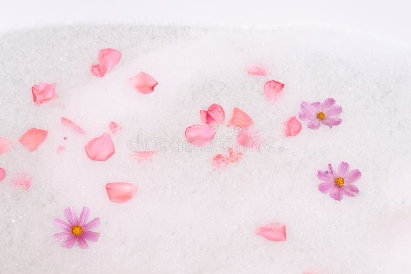 Bubble bath with flowers stock image. Image of design 26727963
