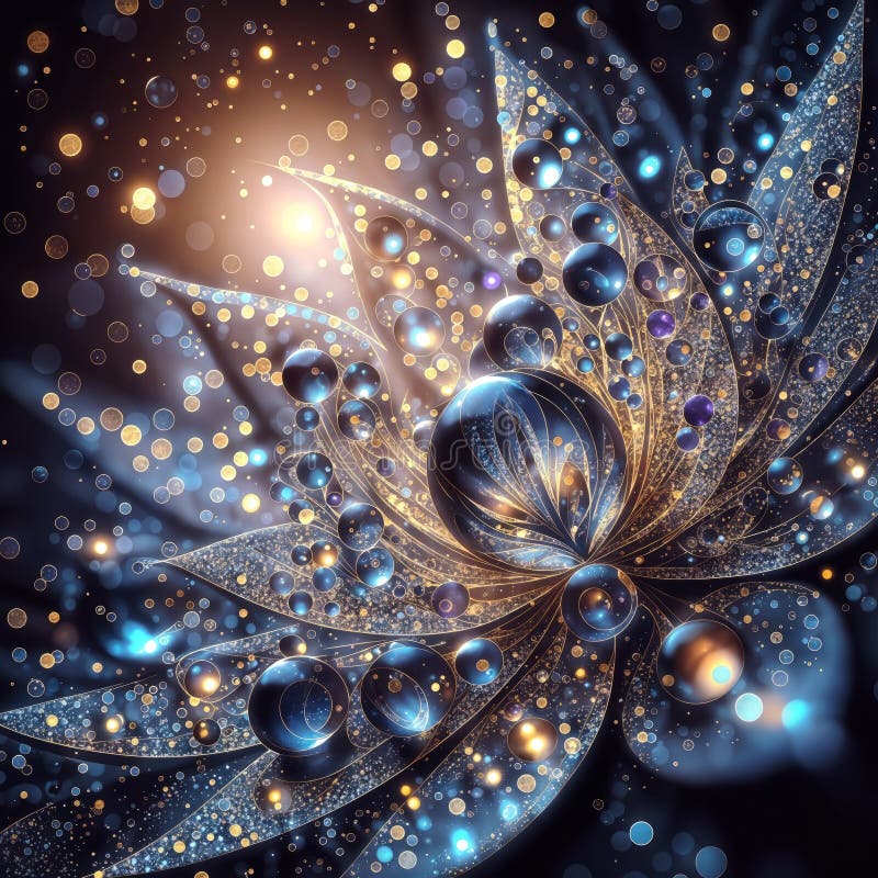 Bubble Blossom Abstract Flower Design with Bubbles on a Cosmic