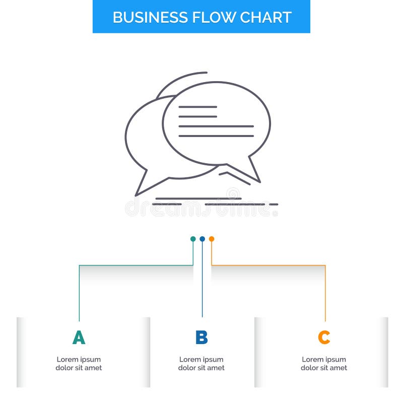 Bubble, chat, communication, speech, talk Business Flow Chart Design with 3 Steps. Line Icon For Presentation Background Template vector illustration Bubble, chat, communication, speech, talk Business Flow Chart Design with 3 Steps. Line Icon For Presentation Background Template vector illustration