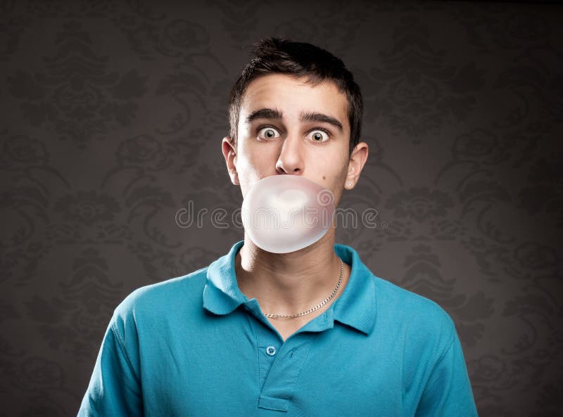Bubble with chewing gum stock photo. Image of person 34038842