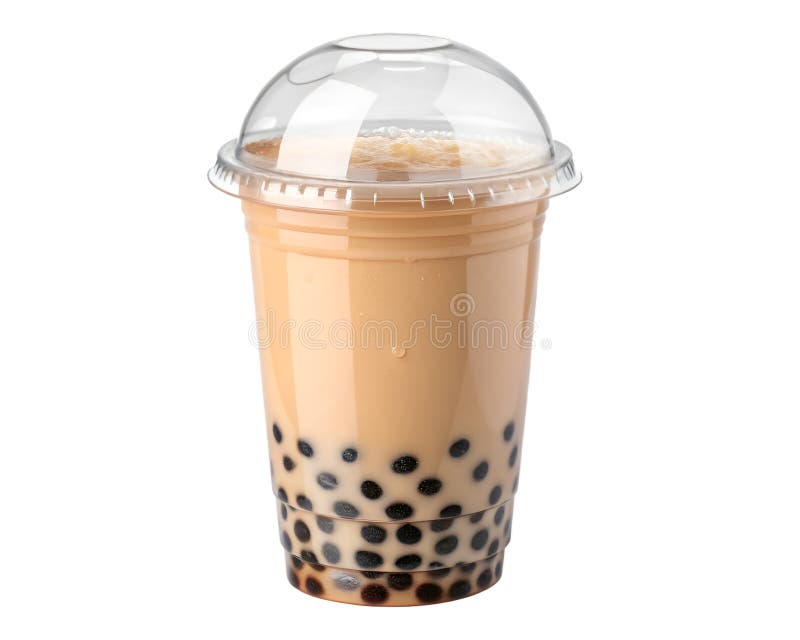 Bubble tea close up isolated on transparent background vector illustration