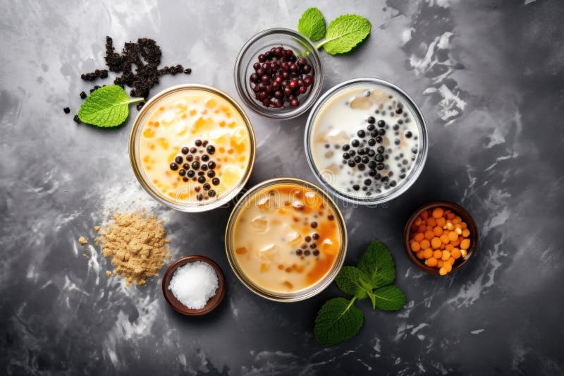 Bubble Tea Preparation, Thai Tapioca Pearls Mint Drink Ingredients Top