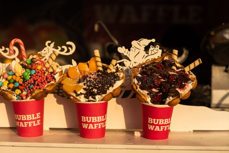Bubble Waffle Ice Cream at Fairs Stock Image Image of design, dessert