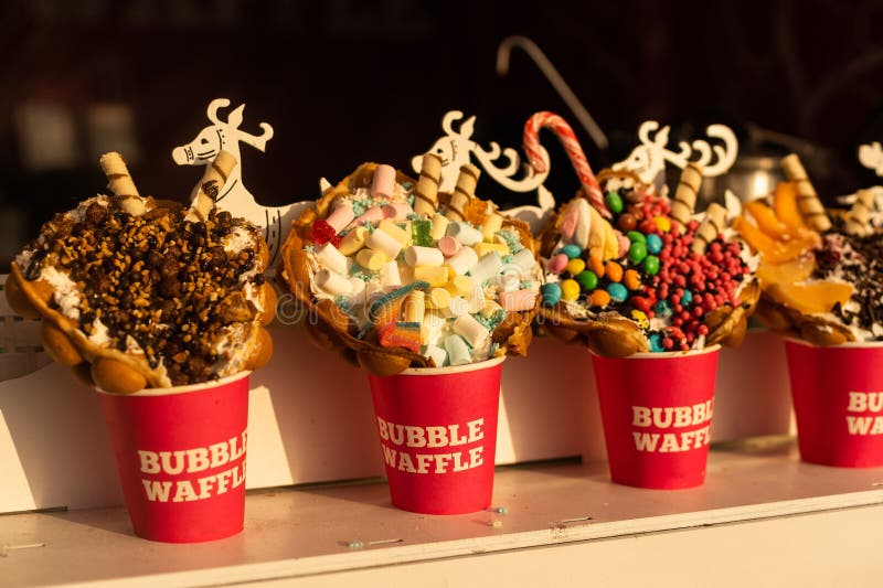 Bubble Waffle Ice Cream at Fairs Stock Image Image of fruity