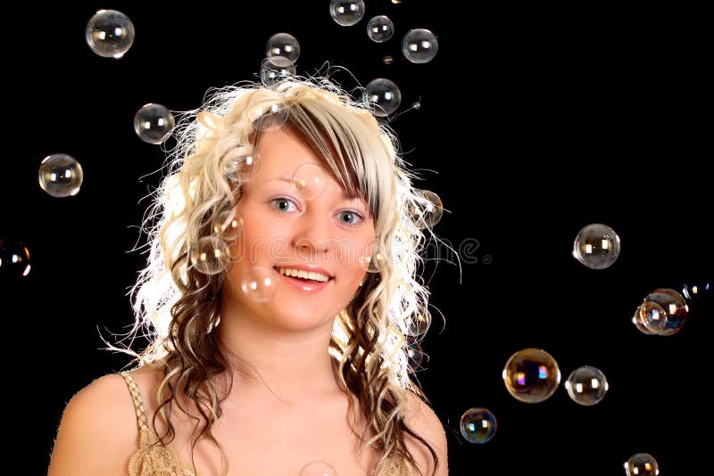 Bubbles around girl