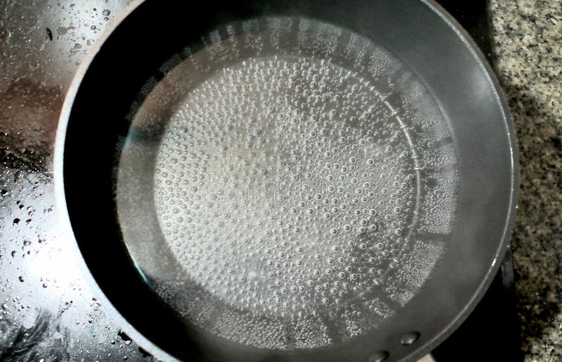 Bubbles in Hot Water, Boil Water with Pan Stock Photo Image of bottom
