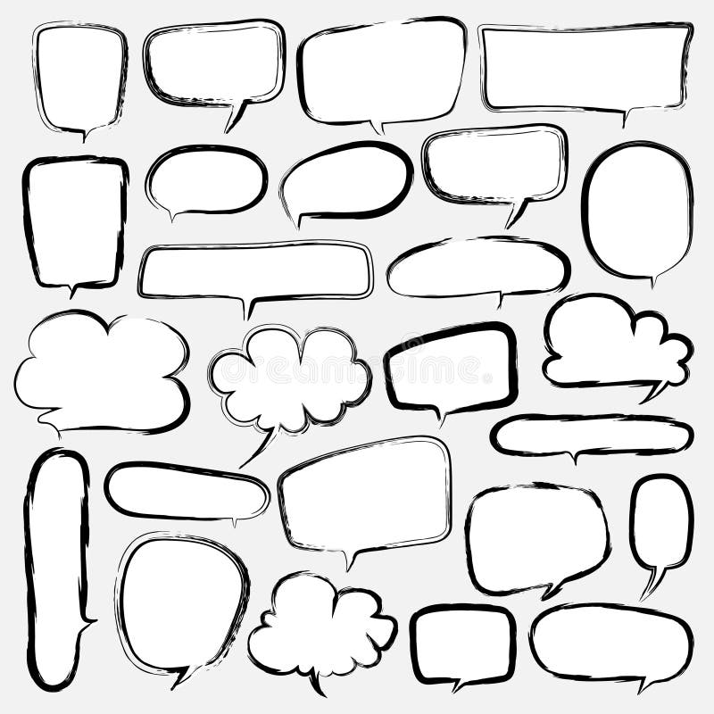 Bubbles Set Doodle Style Comic Balloon, Cloud Shaped Design Elements. vector illustration