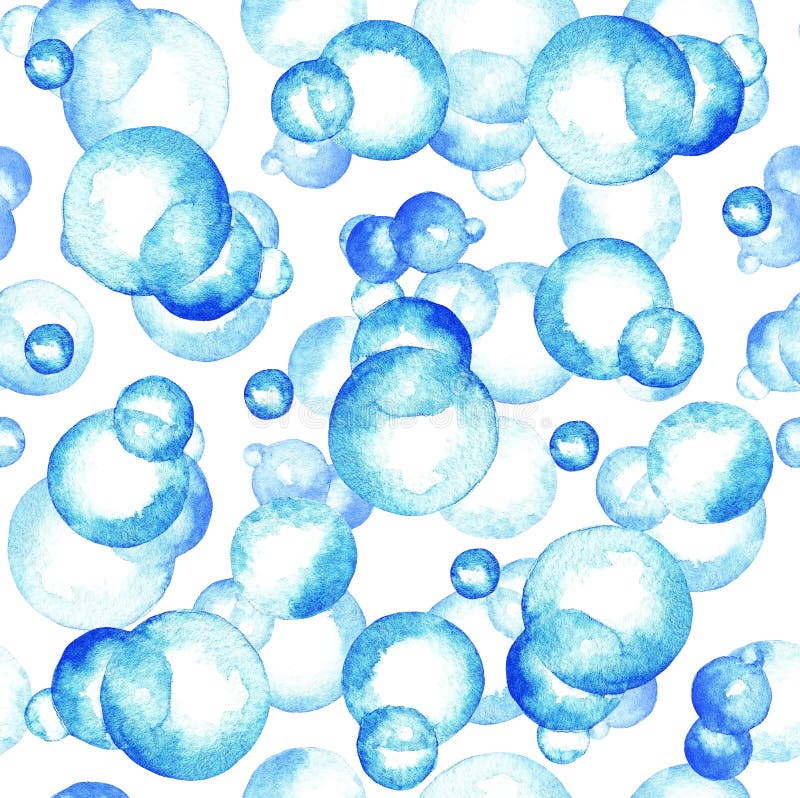 Blue Bubbles, Pattern, Watercolor 2 Stock Illustration - Illustration ...