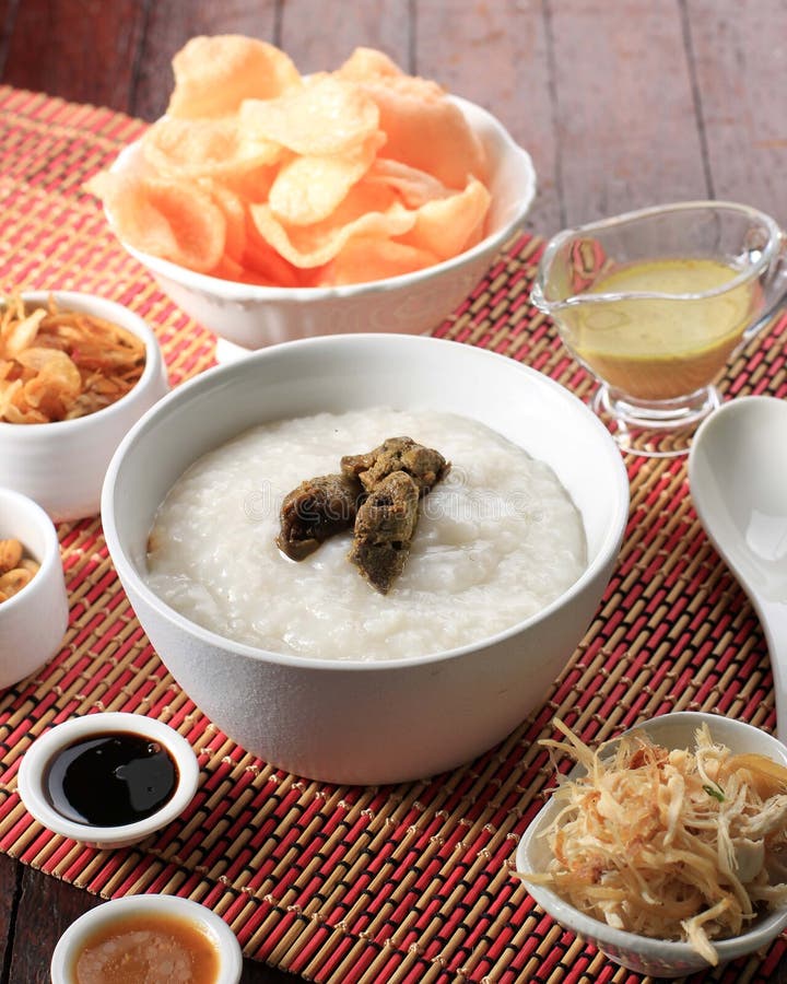 Bubur Ayam or Indonesian Rice Chicken Porridge Stock Photo - Image of ...