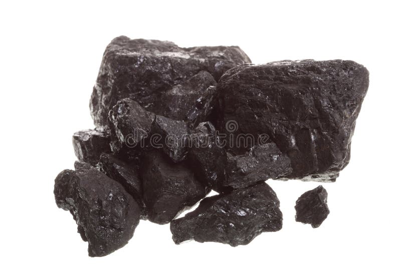 Bucată de cărbune izolată pe alb royalty free stock image