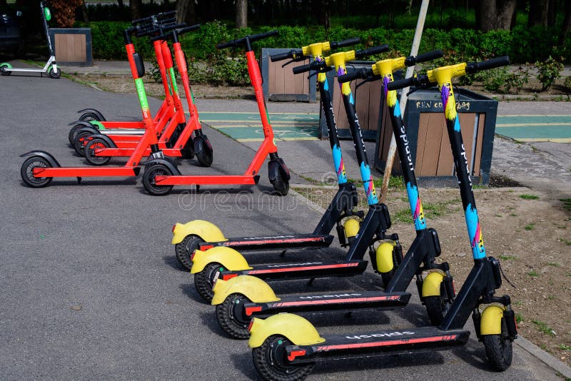 Bucharest, Romania, 30 April 2021 Splash Electric Scooters for Rental
