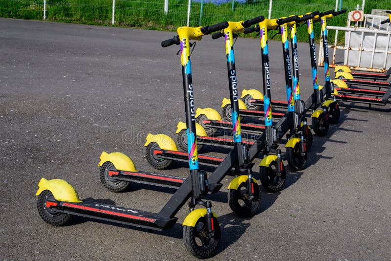 Bucharest, Romania, 24 April 2021 Splash Electric Scooters for Rental