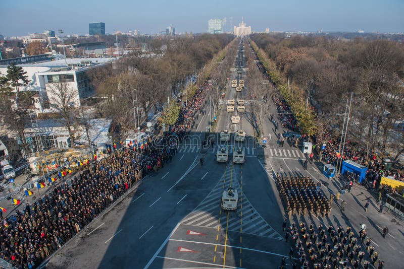 Military parade celebrating Romania`s National Day stock photo Military parade celebrating Romania`s National Day stock photo