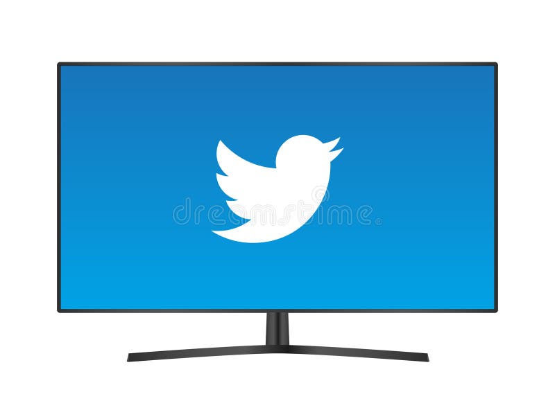 Twitter Logo On A Tv Monitor Screen, Vector Illustration Editorial