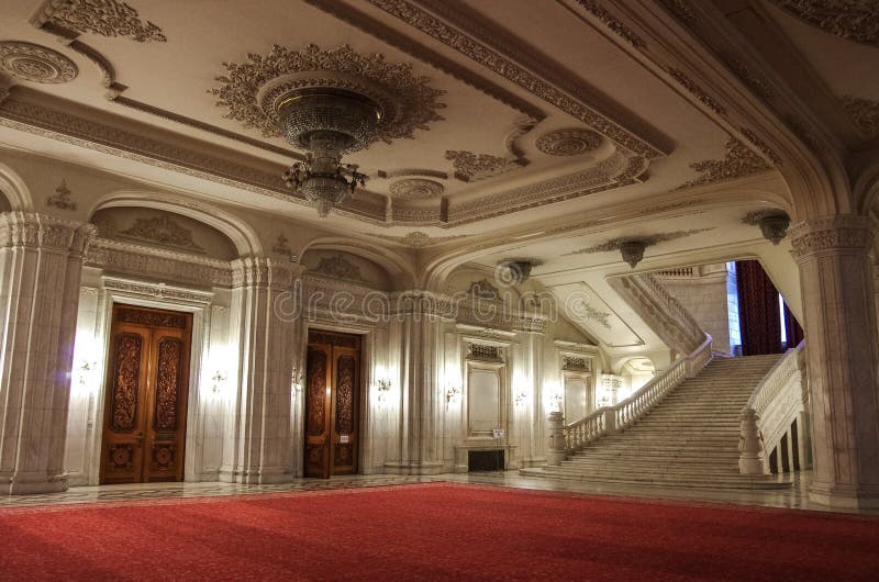 Bucharest, Romania - May 5, 2014: Interior of Palace of Parliament on in Bucharest.