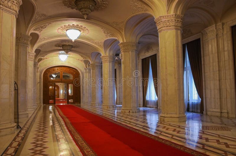 Bucharest, Romania - May 5, 2014: Interior of Palace of Parliament on in Bucharest.