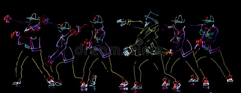 Bucharest światła reflektorów festiwalu dancingowa załoga z światłami obrazy stock Bucharest światła reflektorów festiwalu dancingowa załoga z światłami obrazy stock