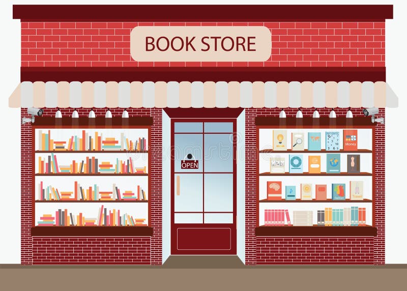 Buchhandlung mit Bücherregalen lizenzfreie abbildung Buchhandlung mit Bücherregalen lizenzfreie abbildung