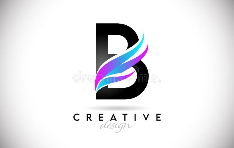 Buchstabe b Logo mit kreativem Gradienten swooshescreative elegante Buchstabe b mit farbigem Vektorsymbol stock abbildung
