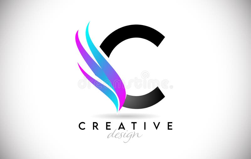 Buchstabe c-Logo mit kreativen Gradienten-Swoosh. kreative elegante Buchstabe c mit farbigem Vektorsymbol vektor abbildung
