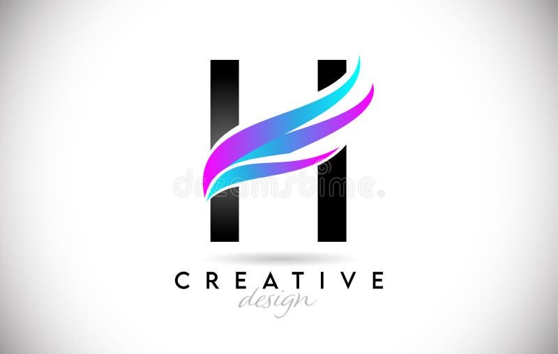 Buchstabe h Logo mit kreativen Gradienten-Swoosh. kreative elegante Buchstabe h mit farbigem Vektorsymbol vektor abbildung
