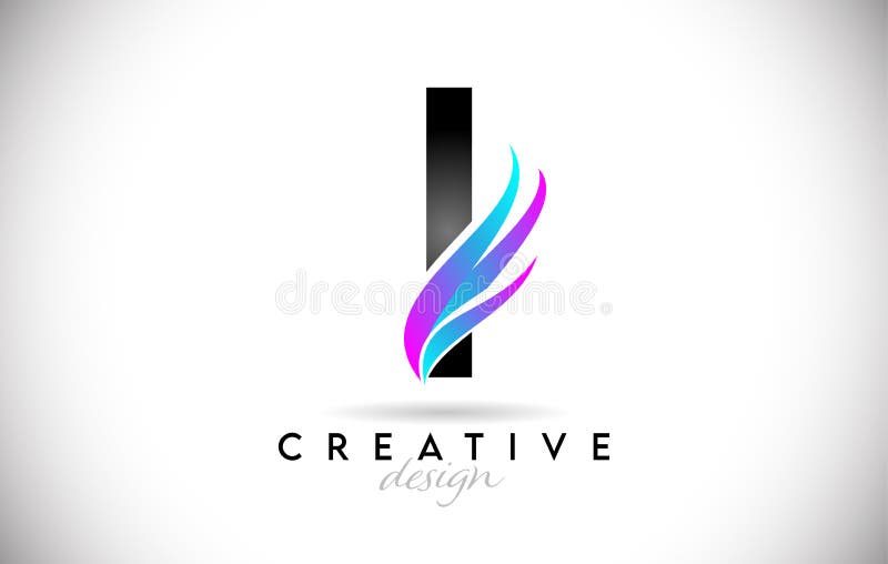 Buchstabe i Logo mit kreativen Gradienten-Swoosh. kreative elegante Buchstaben i mit farbigem Vektorsymbol lizenzfreie abbildung