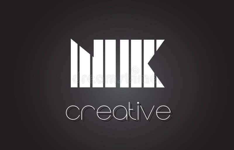 Buchstabe Logo Design With White NK N K und schwarze Linien