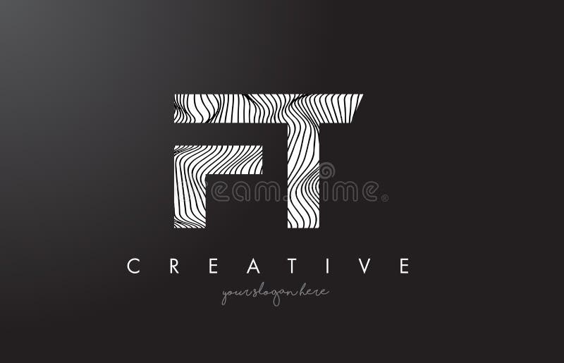 Buchstabe-Logo FT F T mit Zebra-Linien Beschaffenheits-Design-Vektor