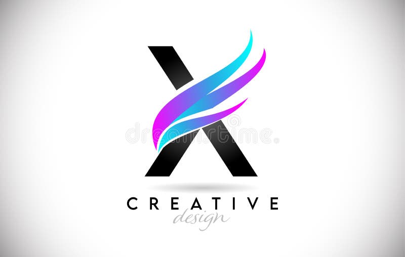 Buchstabe x Logo mit kreativem Gradienten swooshescreative elegante Buchstaben x mit farbigem Vektorsymbol lizenzfreie abbildung