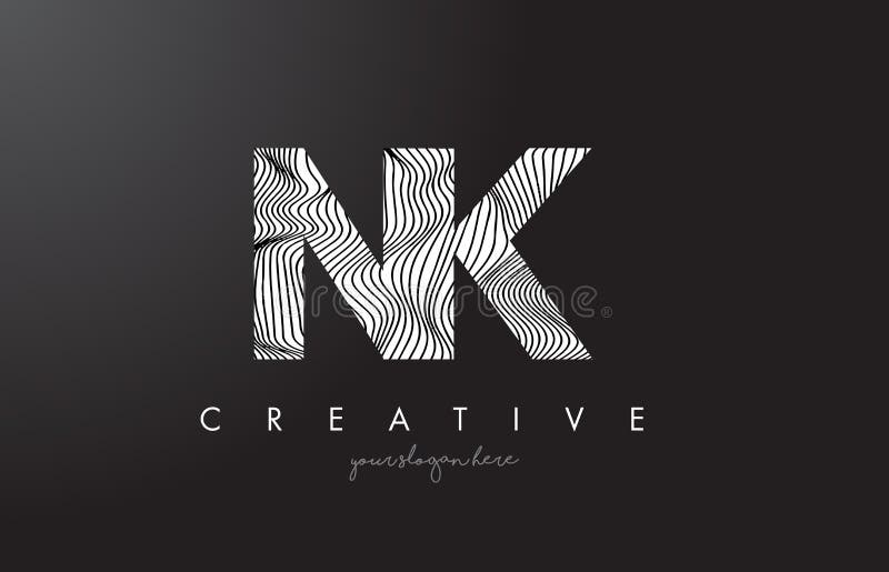 Buchstabe-Logo NK N K mit Zebra-Linien Beschaffenheits-Design-Vektor