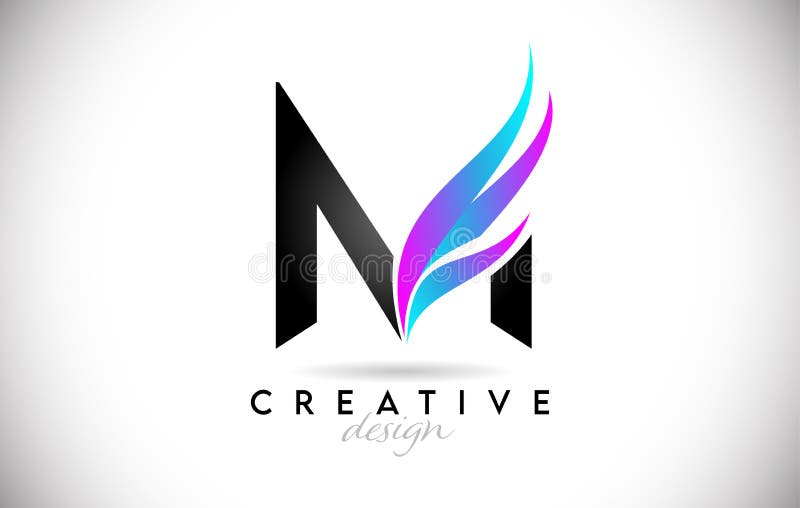Buchstabe m Logo mit kreativem Gradienten Swooshescreative elegante Buchstabe m mit farbigem Vektorsymbol lizenzfreie abbildung