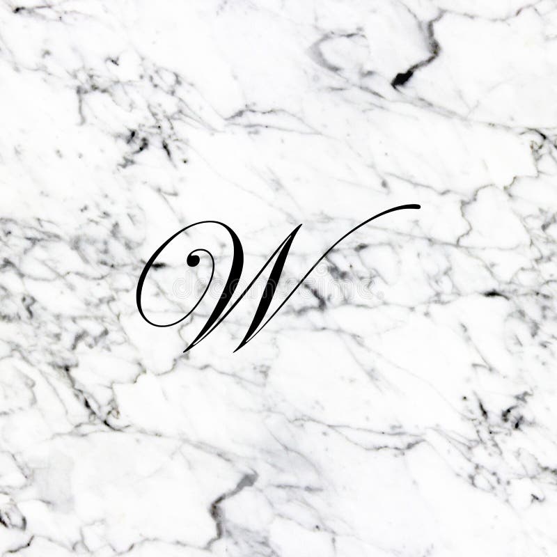 Initial mit Marmorstruktur, Buchstabe W stockbild