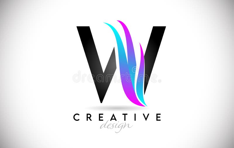 Buchstabe w Logo mit kreativen Gradienten-Swoosh. kreativer, eleganter Brief mit farbigem Vektorsymbol vektor abbildung
