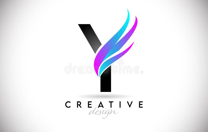Buchstabe y Logo mit kreativen Gradienten-Swoosh. kreative elegante Buchstaben y mit farbigem Vektorsymbol lizenzfreie abbildung