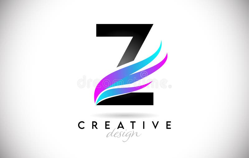 Buchstabe z Logo mit kreativen Gradientenschleifen. kreativer eleganter Buchstabe z mit farbigem Vektorsymbol stock abbildung