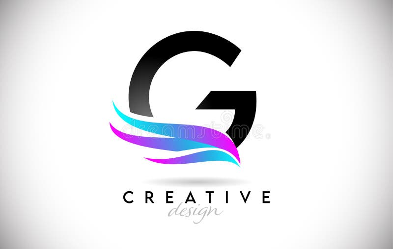 Buchstaben g Logo mit kreativen Gradienten-Swoosh. kreative elegante Buchstabe g mit farbigem Vektorsymbol stock abbildung