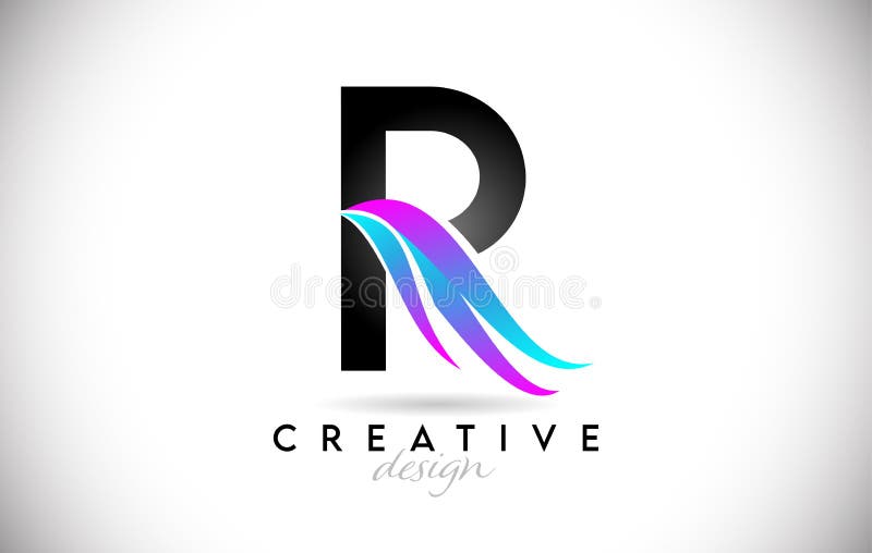 Buchstaben oder Logo mit kreativen Gradienten-Swoosh. kreativer, eleganter Brief oder mit farbigem Vektorsymbol lizenzfreie abbildung