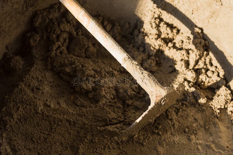 Bucket Cement Mix with on Construction Site the Ingredients. Brick