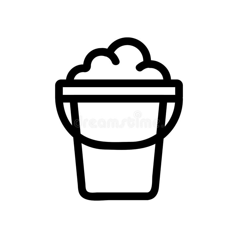 Bucket with detergent icon vector. Isolated contour symbol illustration. A thin line sign.