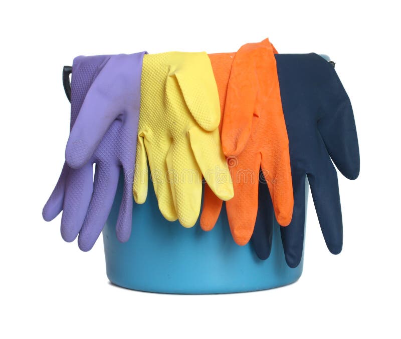 Bucket and gloves. stock photo. Image of rubber, plastic 28696810