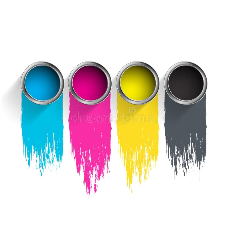 Bucket of Paint CMYK. Color Scheme for the Printing Industry Stock