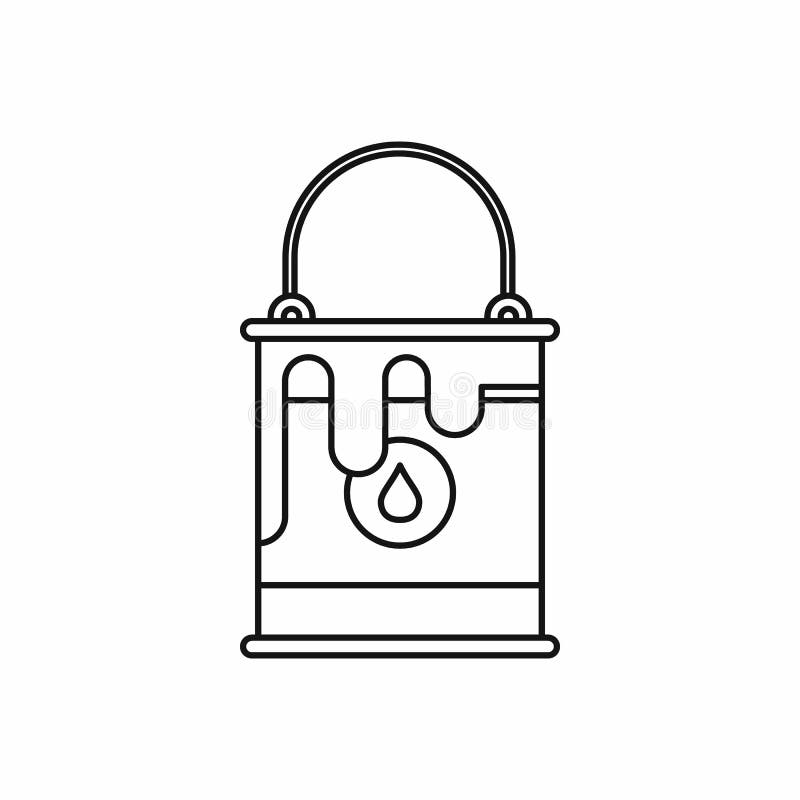 Bucket with Paint Icon, Outline Style Stock Vector Illustration of pail, creative 81678995